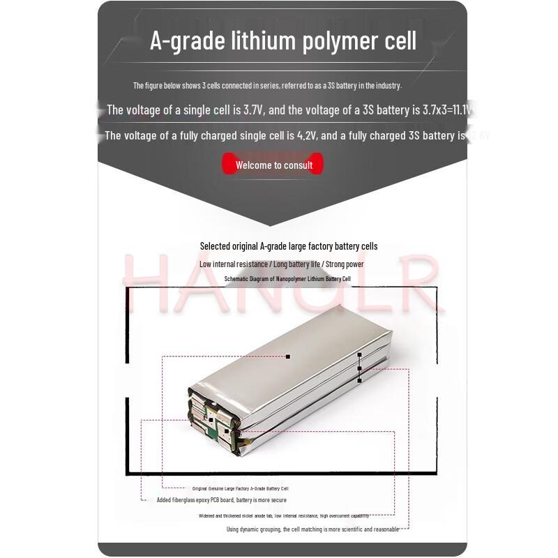 HANGLR 11.1V 3S 2200mAh 25C LiPo Battery for FPV Drones (CN Version)