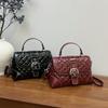 New Retro Diamond Handbag Light Luxury Fashion Belt Buckle Saddle Bag Texture Shoulder Messenger Bag