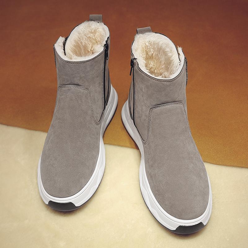 Zimní Pánské Hrubé a Plyšové Teplé a Módní Silná Podrážka Vysoké Kotníkové Bavlněné Boty Sněhule Ležérní Bavlněné Boty