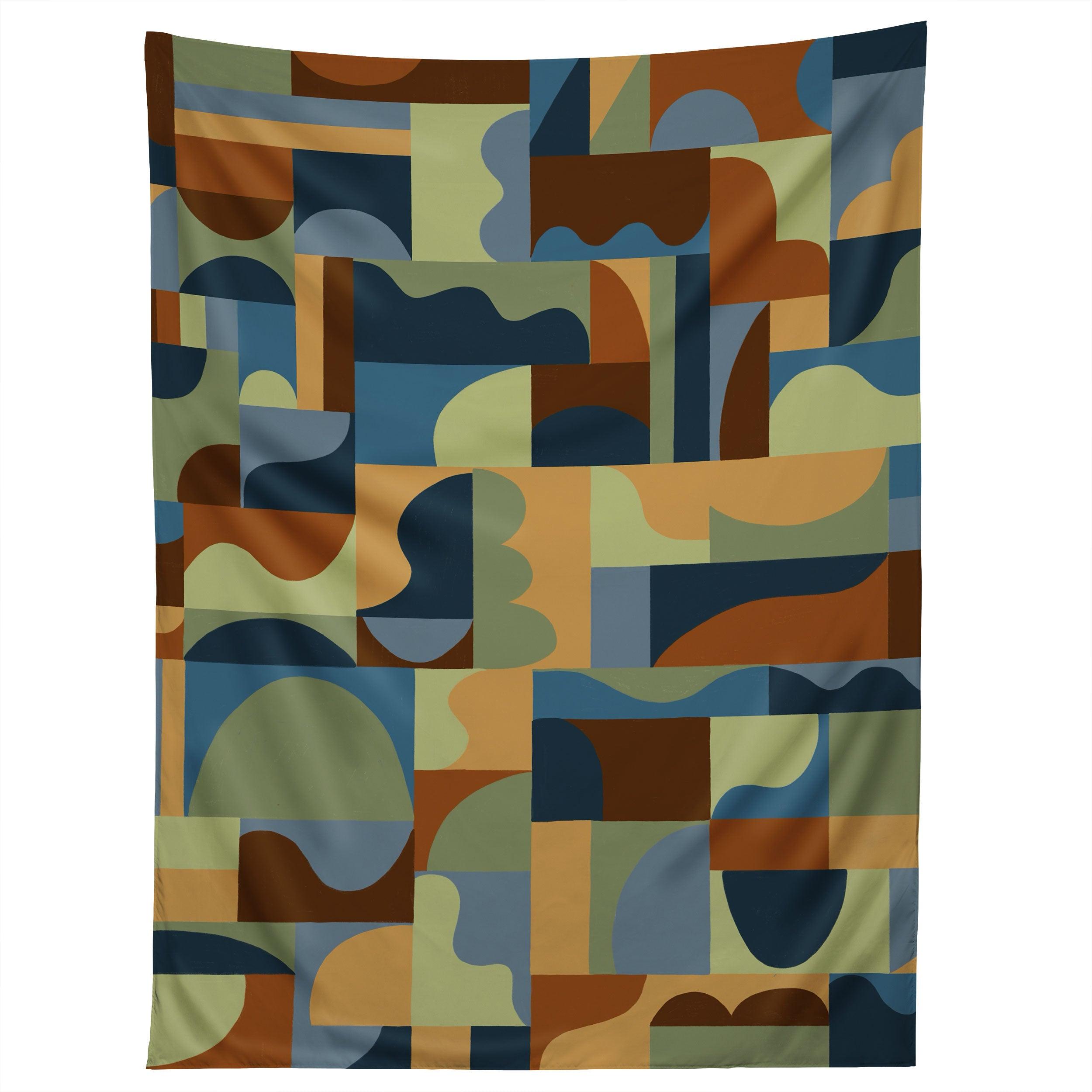 GEOMETRIC COLLAGE FOREST tapestry 75x100