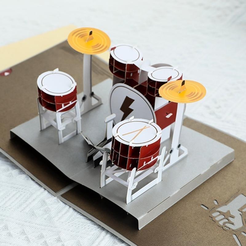 

3D Instrument Drum Greeting Card with Envelope Wedding New Year Blessing X3UC China Mainland