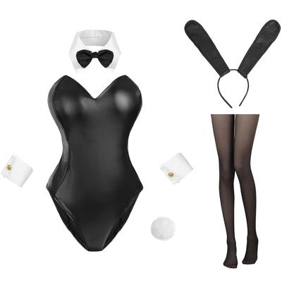 [Ausgezeichnete Qualität] Niedliches schwarzes Bunny Girl Cosplay-Kostüm mit Hasenohren und Schwanz, Perfekt für Mai Sakurajima Cosplay, Events, Kostümpartys und P