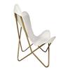 Design Your Home & Living Room With Stylish Genuine White Leather Butterfly Chair - Fully Relaxing And Comfortable Arm Rest Chair