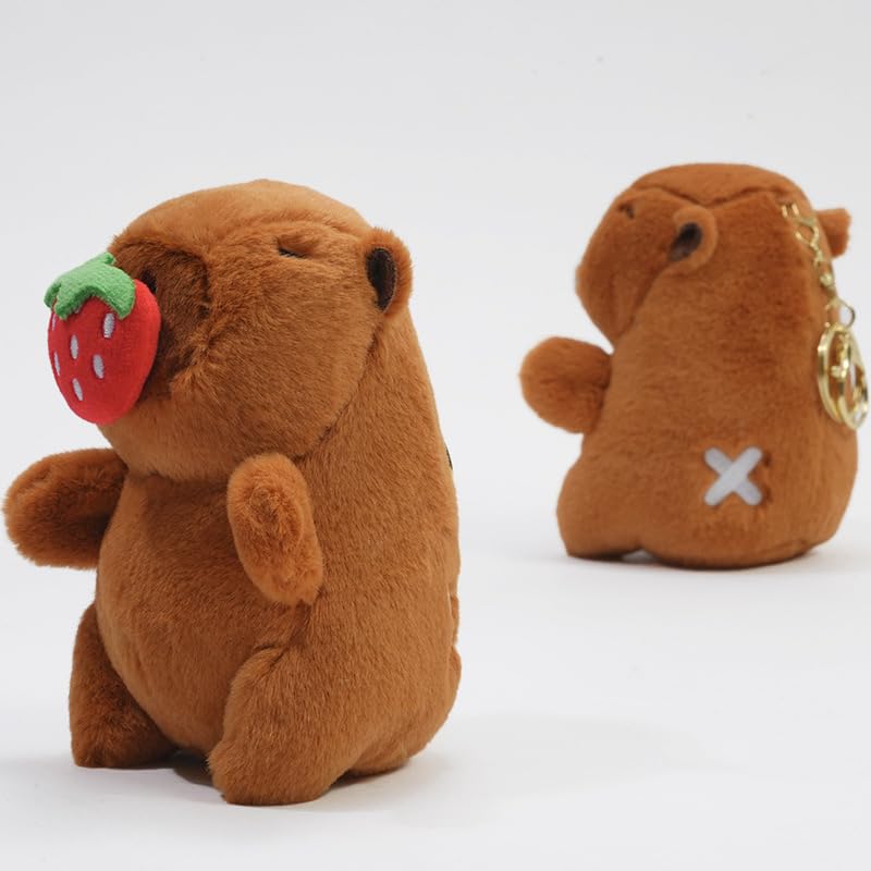 Clearstone Capybara Plush Keychain, Chavimaru, Strawberry, 18.5cm, Brown