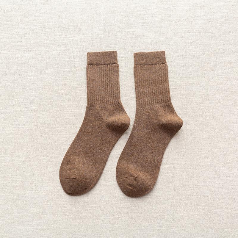 Socks Men'S Medium Socks Solid Color Men'S Socks Cotton Men'S Classic Athleisure Business Socks Thigh Socks