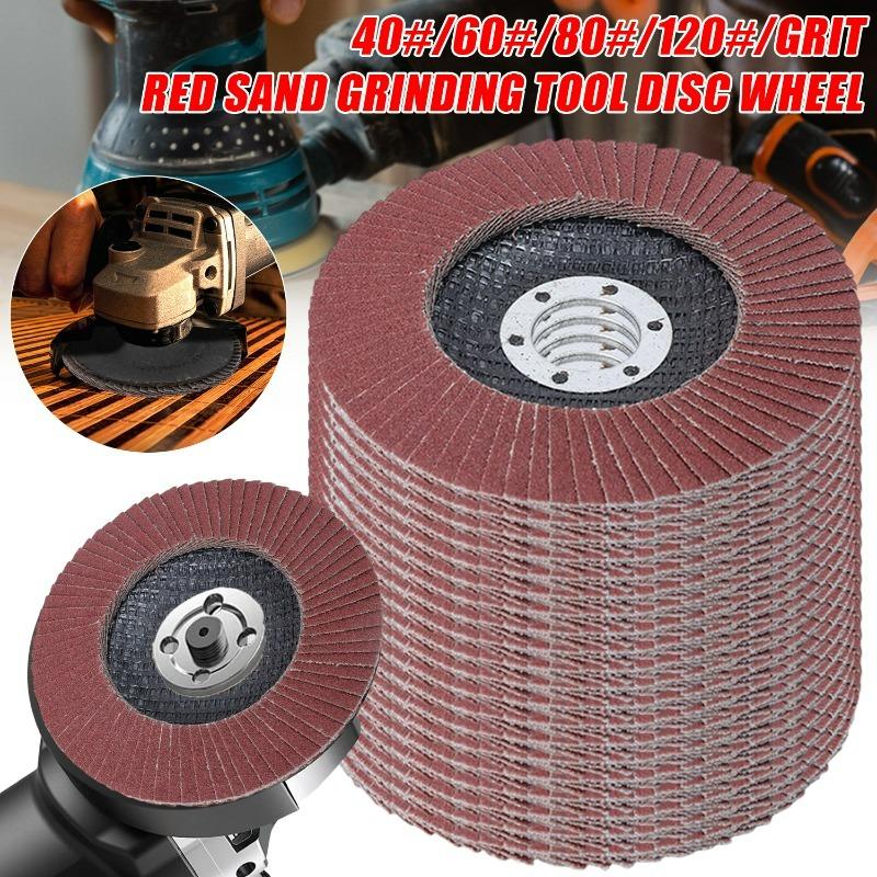 1/5Pcs 4.5inch Flap Discs 40 60 80 120 Grit for Angle Grinder Polishing Sanding Wheel Grinding Wheels Welding Tools Red Sand