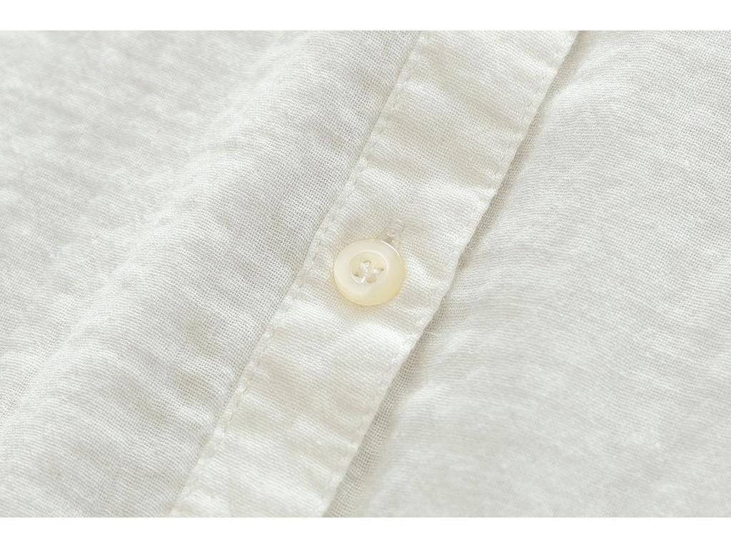 Women's Stand Collar Pure Cotton Shirt - Loose Double Layer Cotton Gauze