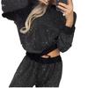 Women's Starry Sky Long-Sleeve Round Neck Loose Top & Drawstring Wide-Leg Pants Set for Autumn/Winter