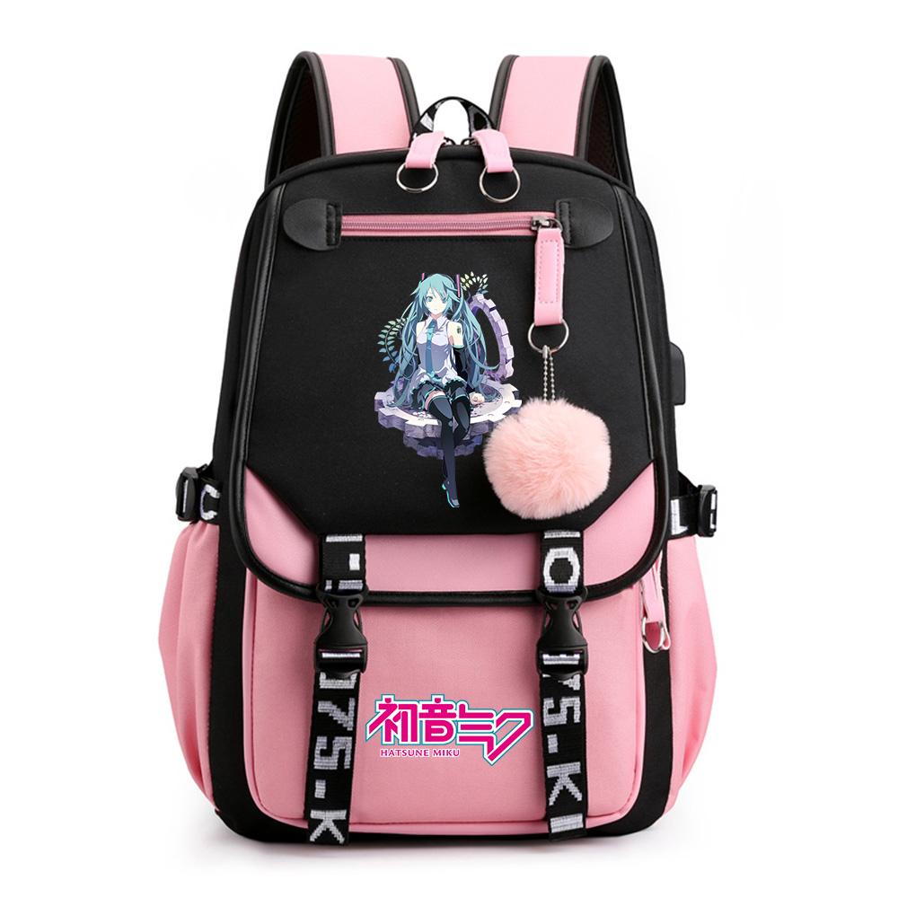 Anime Hatsune Miku Potisk Batoh Školní taška pro Teenagera Studenta Dívku Chlapce Taška na knihy Velká kapacita vodotěsný Cestovní taška Dárek Ruksak