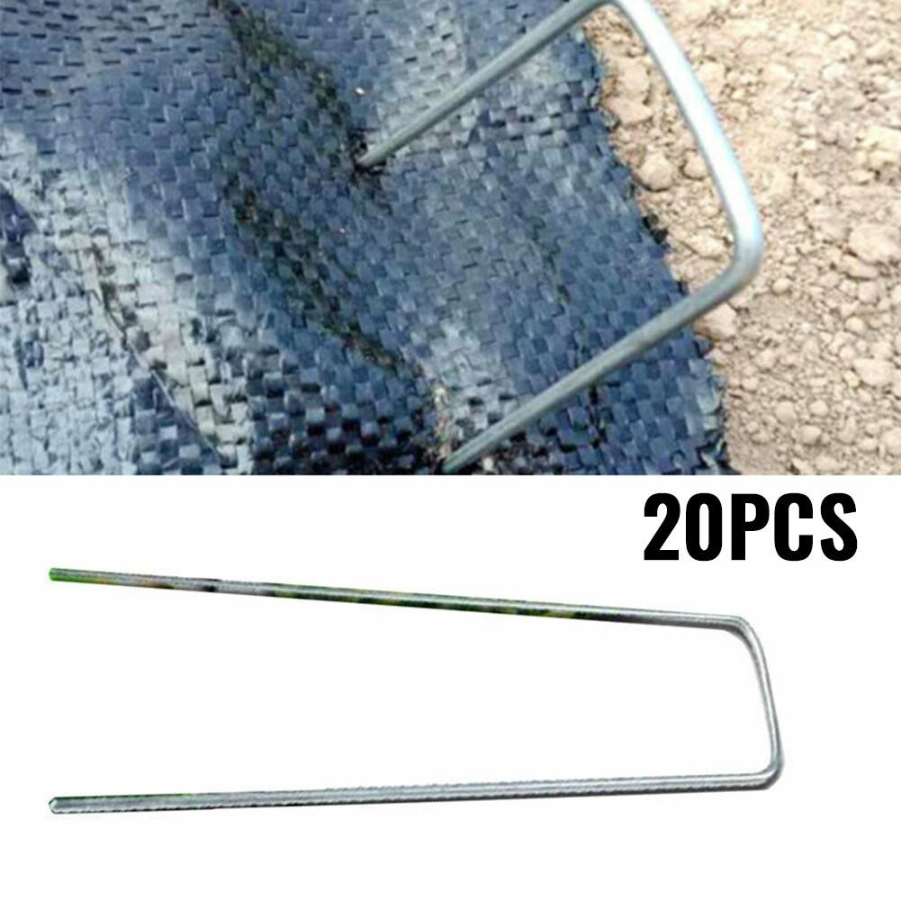 20pcs Metal U Shaped Turf Pin Ground Staple’s Garden Tent Securing Pegs
