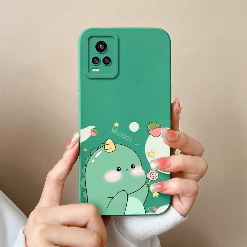For Vivo V15 S10 Y75 S16 V17 Y77 Phone Bags Naughty Cartoon Dinosaur Patterns Camera Protection Shockproof Silicone Cover Case For Vivo Bumper Housing
