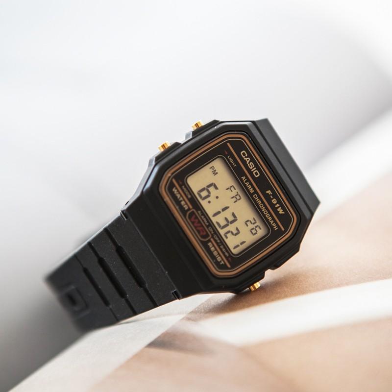 Casio VINTAGE series-square, small square, classic retro waterproof, quartz movement, resin strap, Japanese and Korean watch, female watch, F-91WG-9