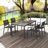 Five-Piece Casual Outdoor Dining Set, with Wood-Effect Table - Grey