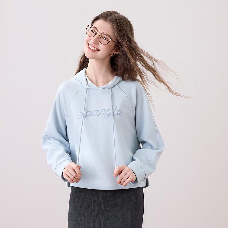 Betu Women's Loose Fit Hooded Sweatshirt with Letter Embroidery