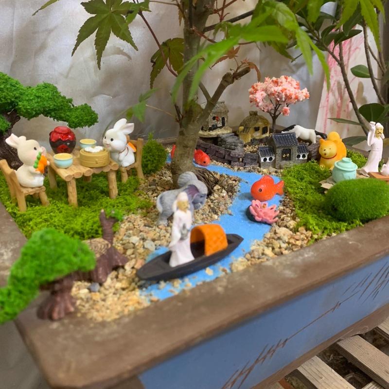 10Pcs Set Stone Stairs Figures Miniature Figurine Mini Fairy Garden Micro Landscape Tank Animal Statue Craft