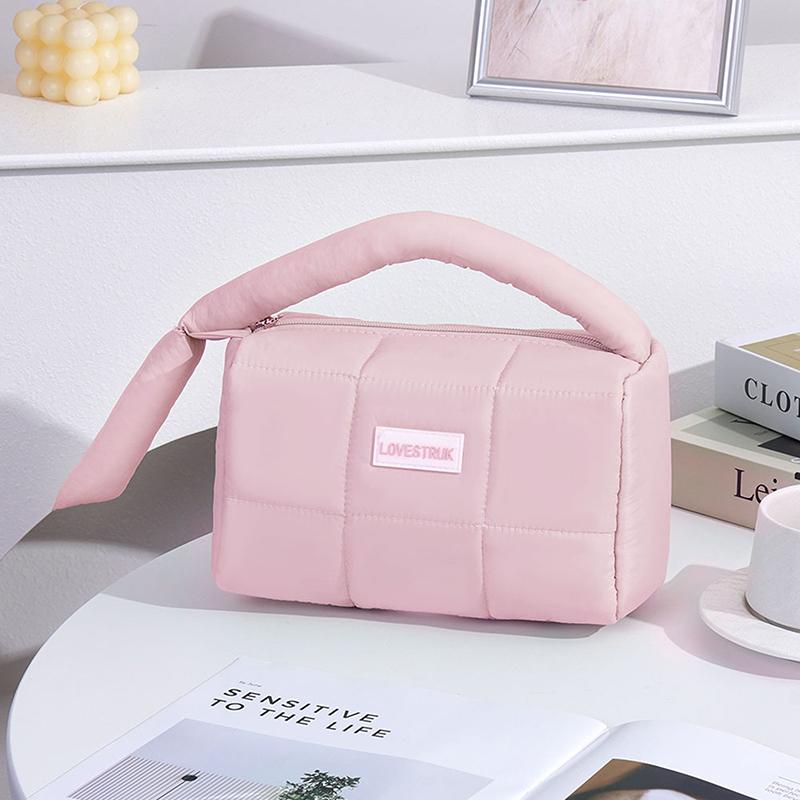 

Fashionable Large Capacity Square Handbag Style Makeup Bag Travel Cosmetic Bag Waterproof Polyester Women s Toiletry Bag рожевий