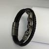 Creative Chain Men's Stainless Steel Leather Bracelet Fashion Trendy Men's Leather Rope Bracelet Cross-border E-commerce Jewelry