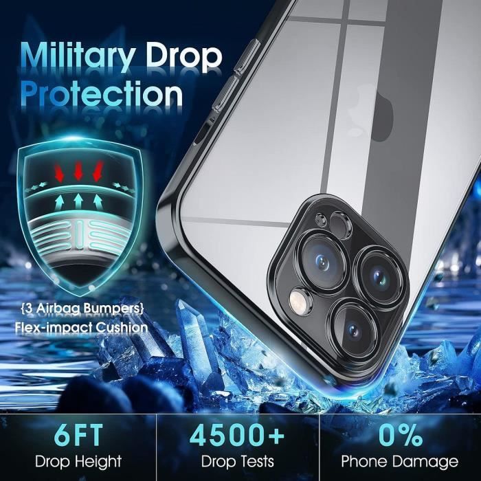 Schutzhülle - E.F.CONNECTION - für iPhone 14 Pro Max - Weiches TPU - Kristalleffekt - 2 gehärtete Gläser