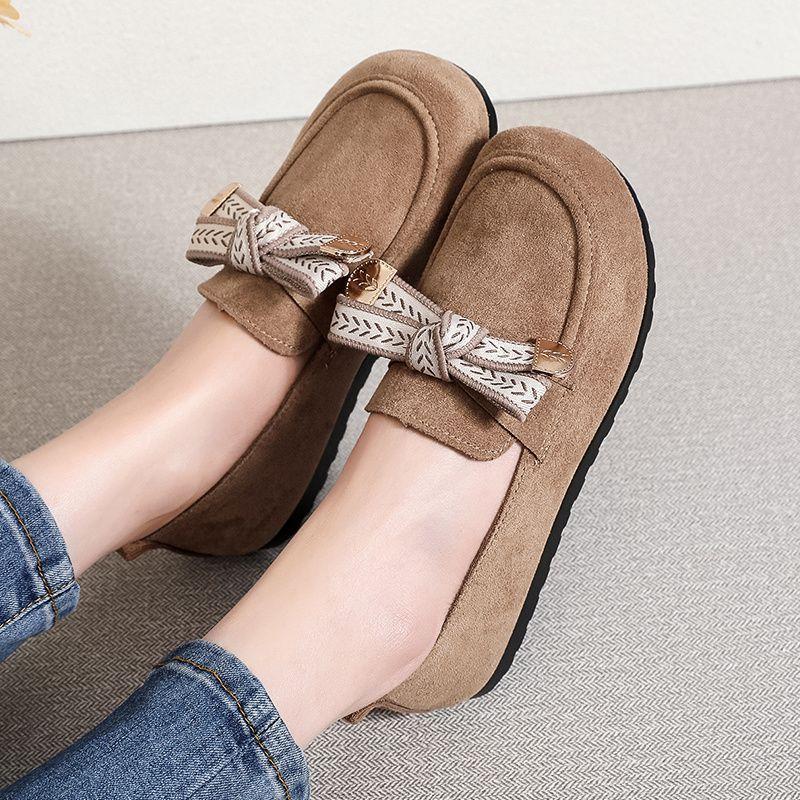 Fashion Slip-on Woman Flats with Bow Round Toe Office Loafers Shoes for Women Quick Delivery Chic Point Korean Style Stylish Summer 2025