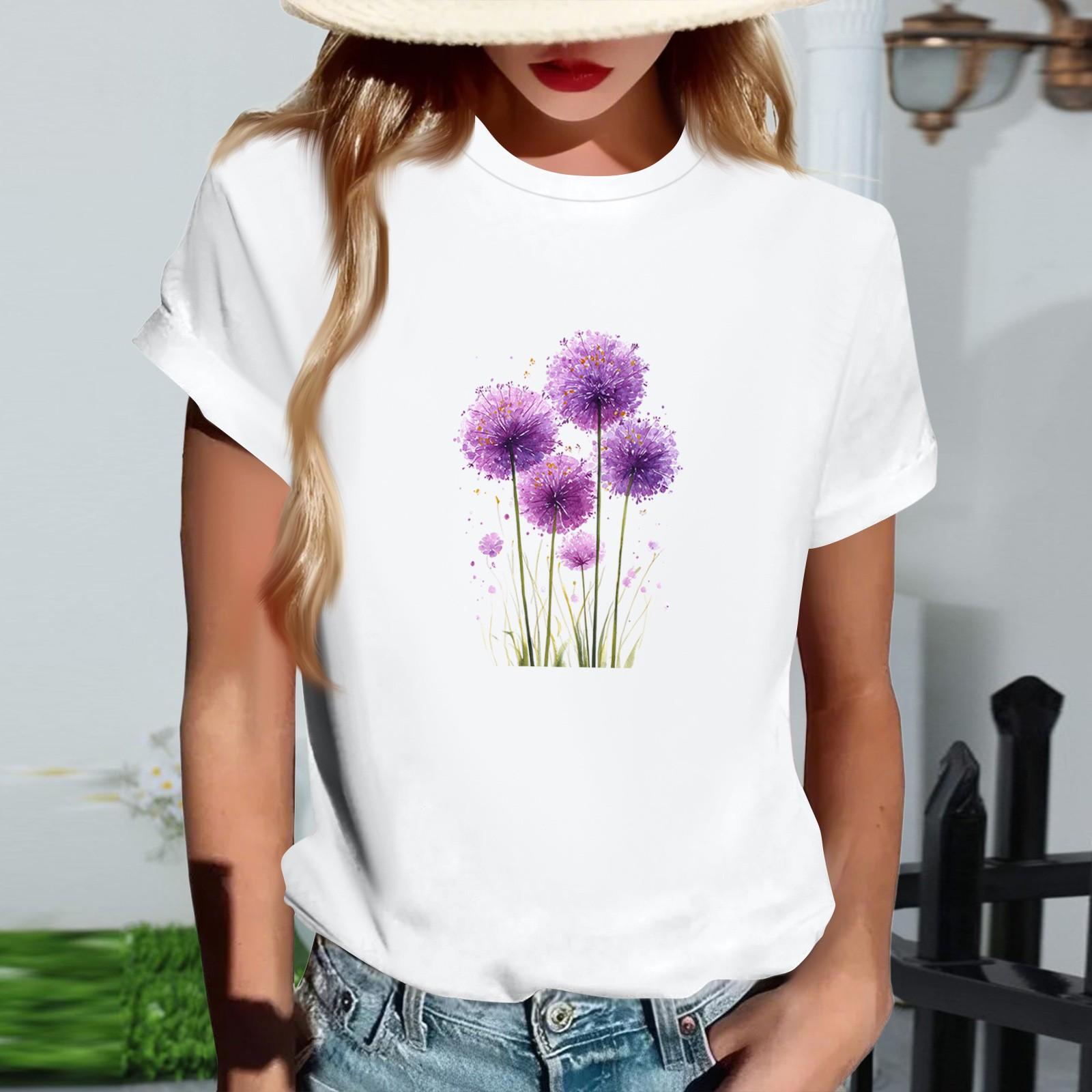 

Жіноча модна футболка з круглим вирізом, повсякденна, з ретро-принтом, з короткими рукавами XL білий