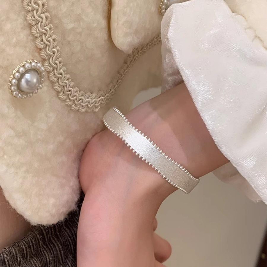 Simple Brushed Wide-sided Matte Bracelet 925 Silver 2025 New Niche Design Light Luxury Premium Open Bracelet