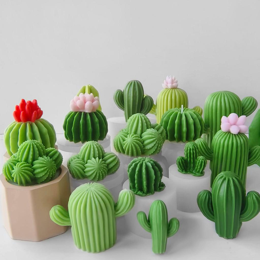 Set di Stampini in Silicone per Candele Succulente e Cactus 3D Kit per Sapone Fatto a Mano, Artigianato in Gesso, Stampo per Colata in Resina Epossidica, Strumenti per la Cottura di Torte