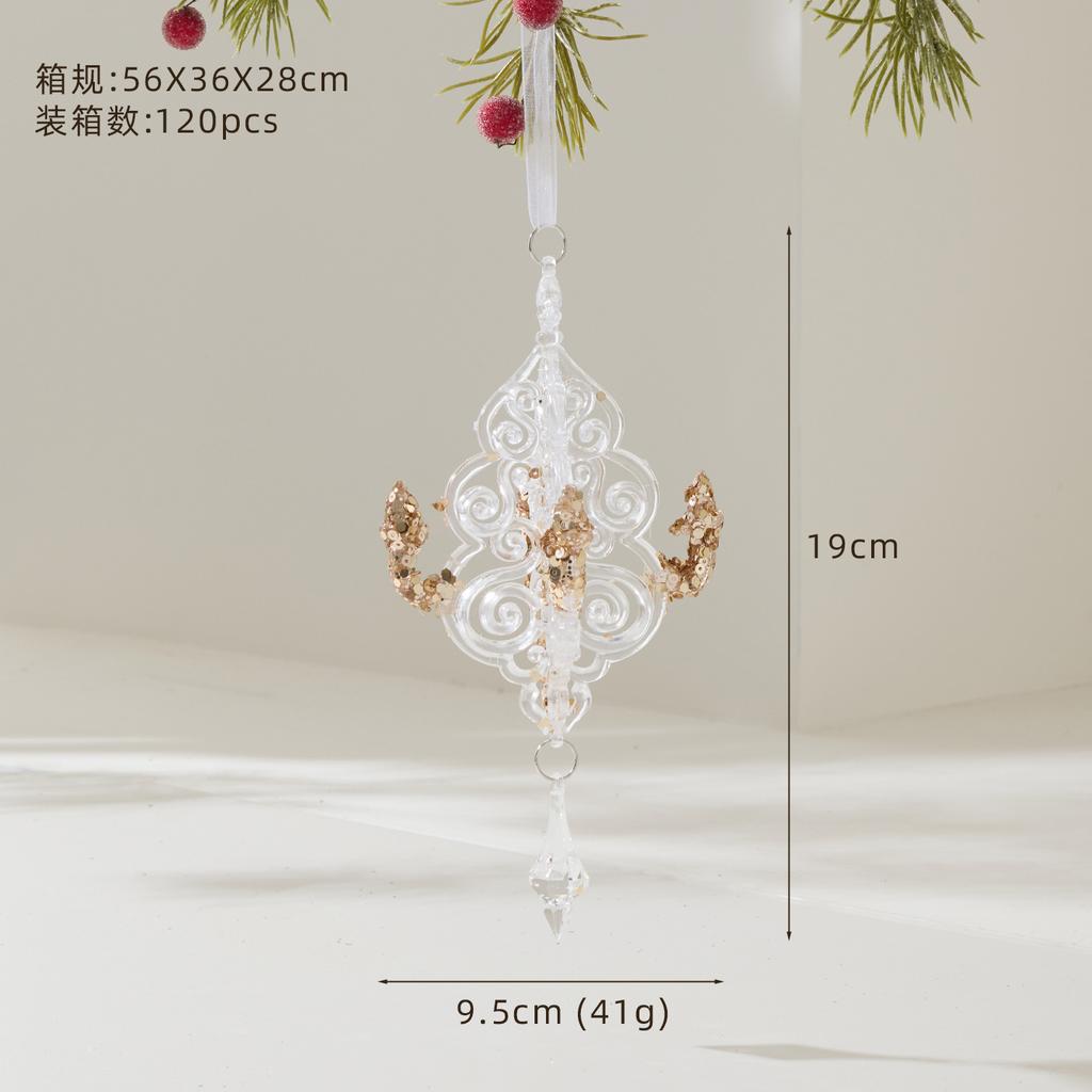 Metal Transparent Acrylic Christmas Ornament String Pendant for Tree Decoration, Festive Dress Hanging Decor with Crystal Effect