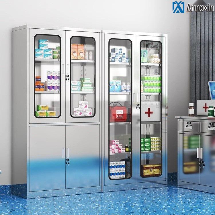 304 Stainless Steel Medical & Filing Cabinet with Locker