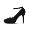 Fashion Women's Pumps High Heels Ankle Strap Flock Female Platform Shoes Mary Jane Women Shoes Ladies Footwear
