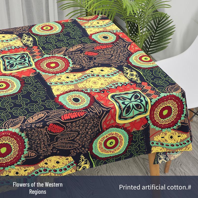 Ethnic Style Cotton Linen Fabric – Lijiang Yunnan Print for Tablecloths, Clothing, Curtains, and Bags