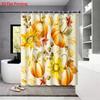1Pc Autumn Harvest Thanksgiving Pumpkin Print Waterproof Shower Multi Size Privacy Hanging Curtain With 12 Hooks