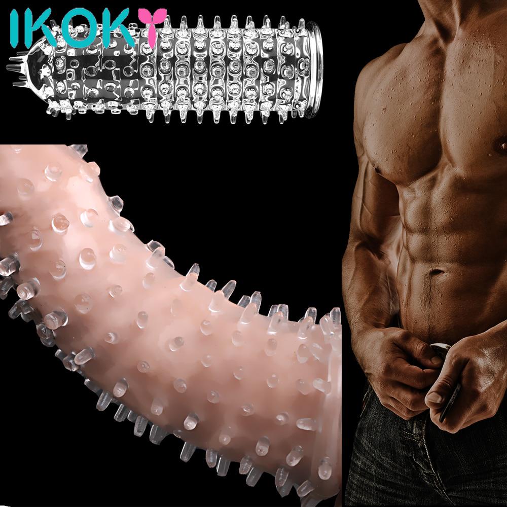 Male Enlargement Reusable Condom Delayed Ejaculation Sex Toys for Man Cock Cover Ring Penis Sleeve