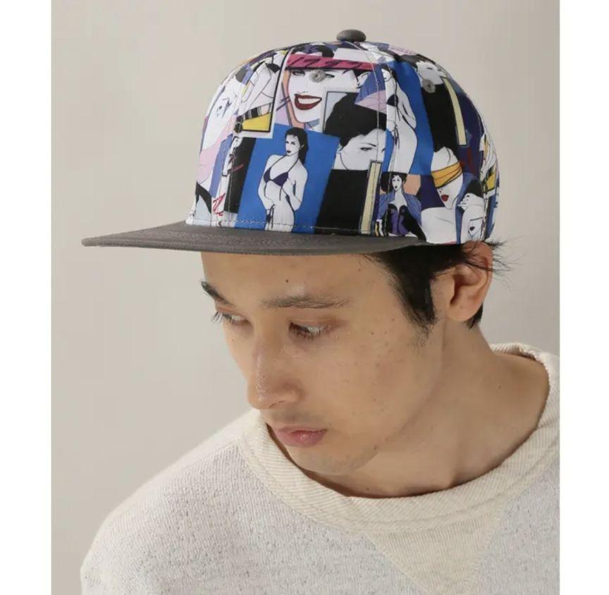 [USED] Extremely rare limited collaboration sold out Patrick Nagel x Starter all-over print cap hat art gray