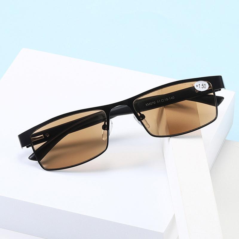 May Flower Metall-Lesebrille für Damen Herren Braune Gläser Sonnenleser Stilvoll Leicht Langlebig