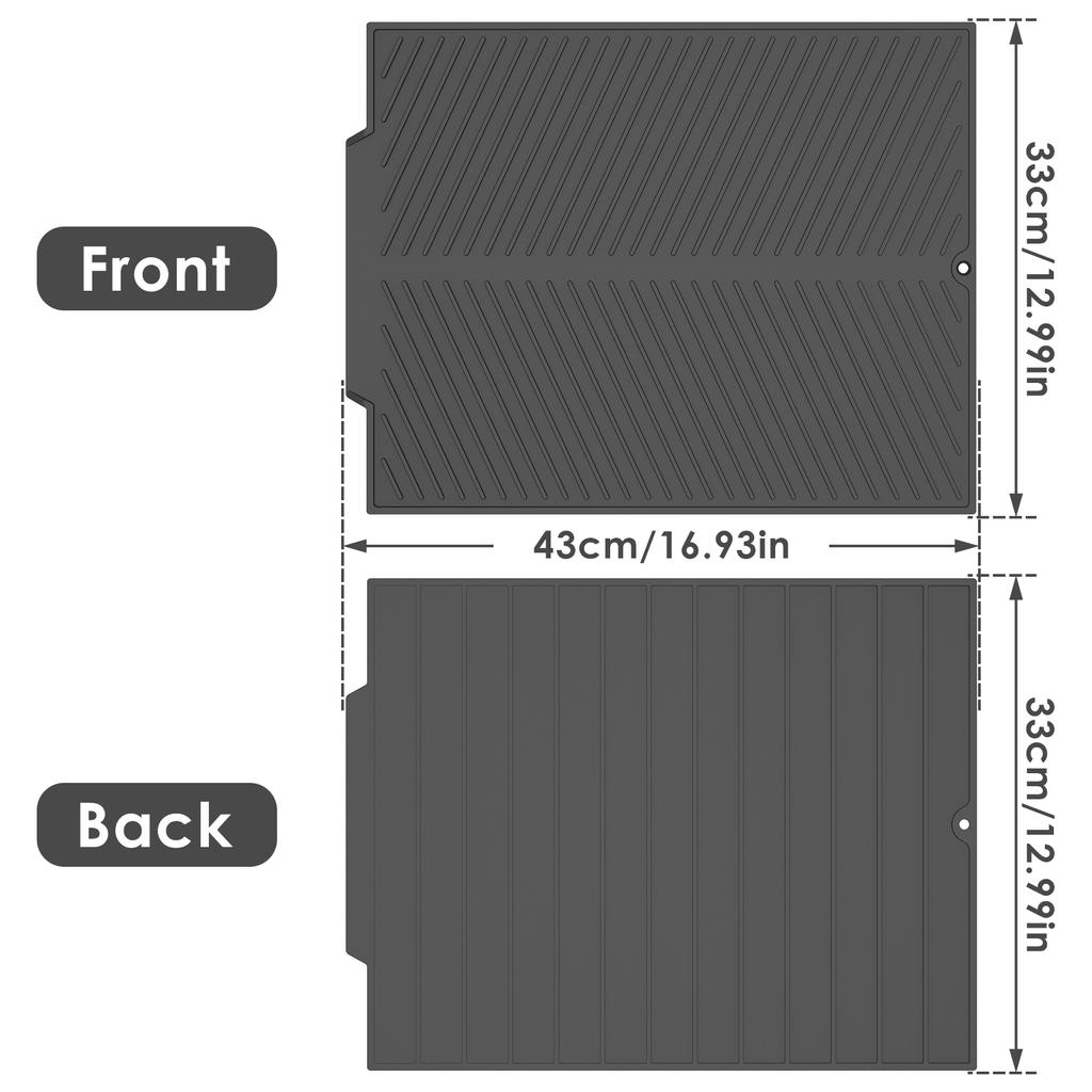 Silicone Drying Mat Flexible Non Slip 16.9 X 13 Inch Heat Resistant Dish Dry Mat Multi-Purpose Dishwasher Safe for Counter Sinks