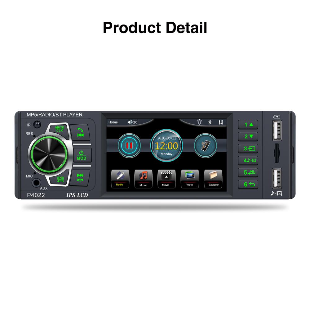 icreative Auto Stereo 1 Din Radio Bluetooth Autoradio 4 Zoll Touchscreen Multimedia MP5 Player Unterstützung Mikrofon und Rückansicht Kamera
