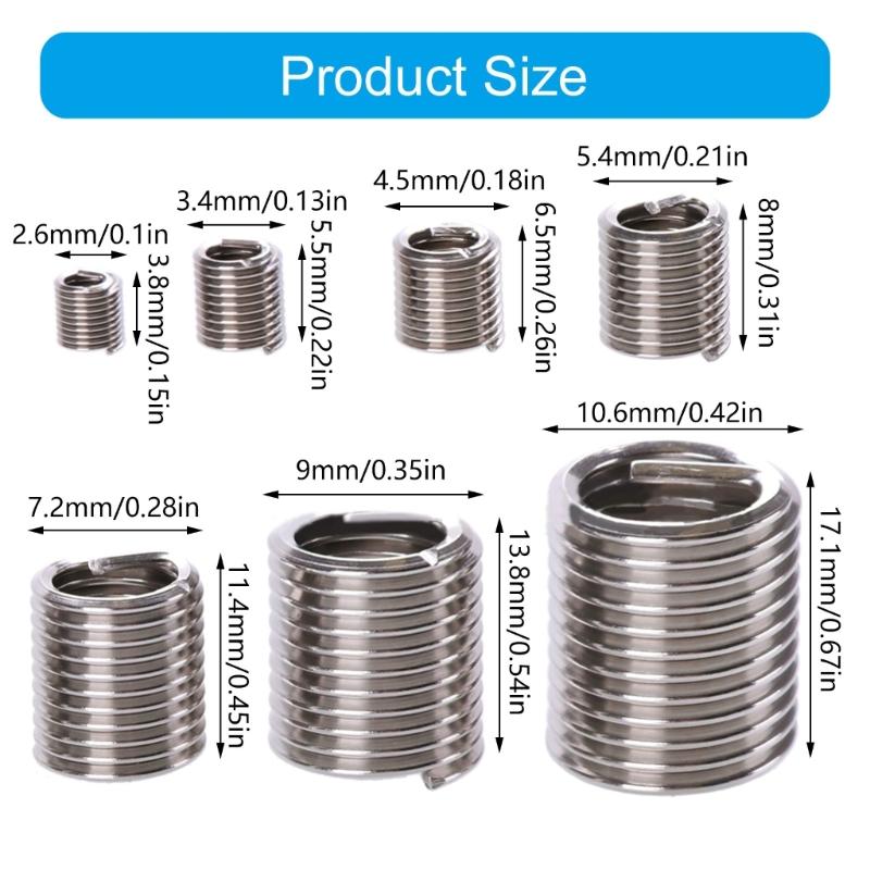 60pcs Steel Wire Thread Inserts Automotive Thread Repair Inserts Easy To Operate for Long Service  Corrosion Resistance