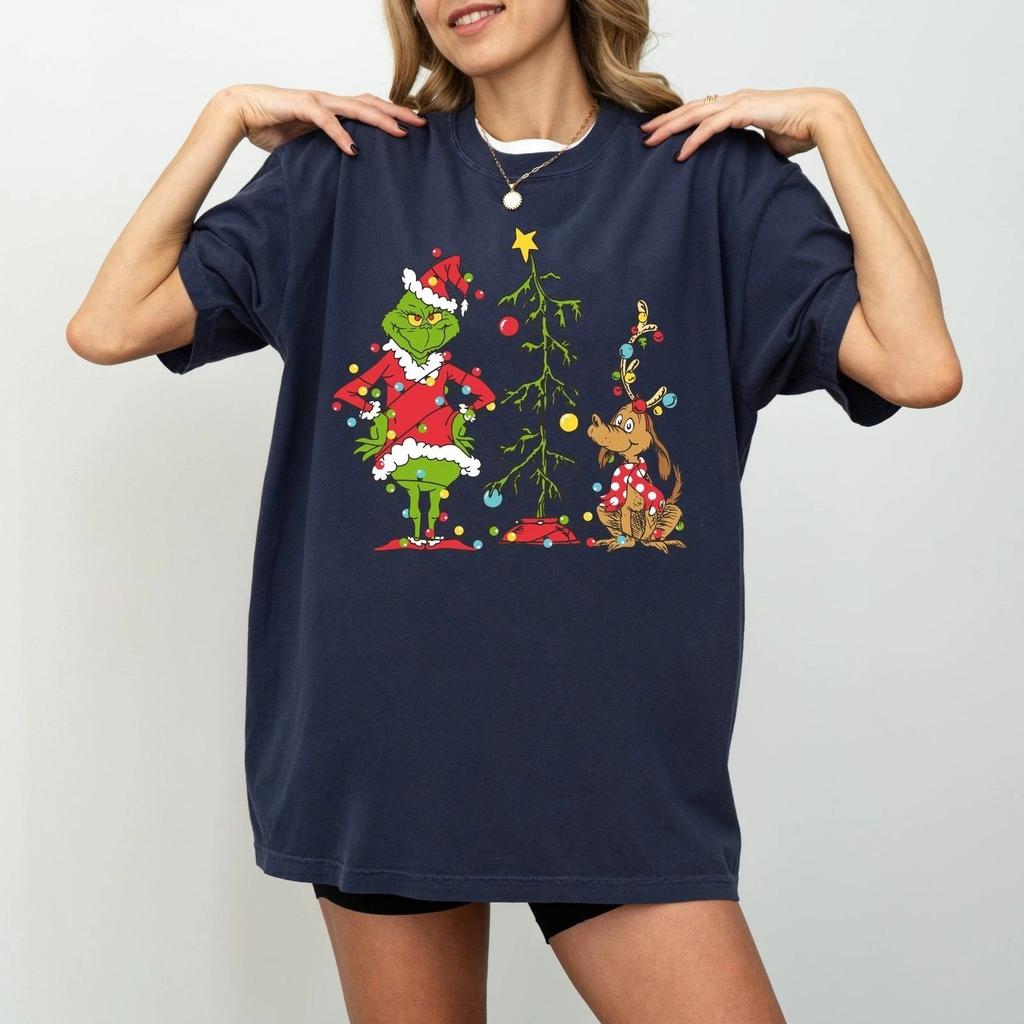 Grinchmas Christmas Tree Shirt Full Size Gift Christmas S-5XL Navy PP2477