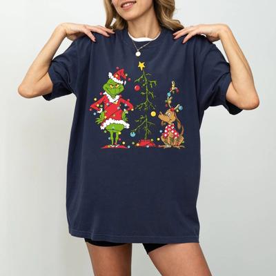 Grinchmas Christmas Tree Shirt Full Size Gift Christmas S-5XL Navy PP2477