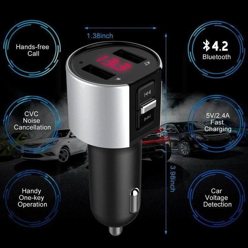 Dual USB FM Transmitter Audio Aux Modulator Fast Car Charging Bluetooth Handsfree Calling Car Kit Car Radio MP3 Player