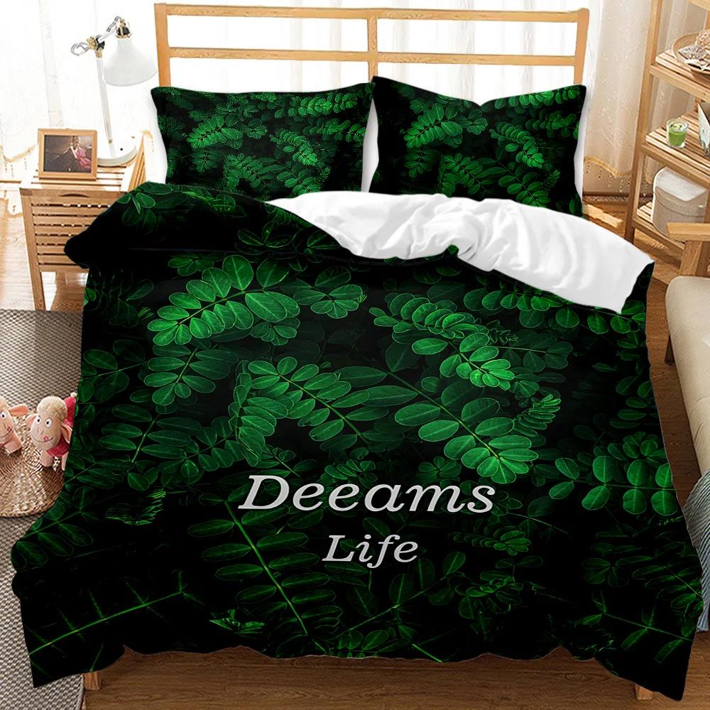 Tropical Rainforest Duvet Cover Set Yellow Dark Green Botanical Leaves Palm Tree Polyester Quilt Cover