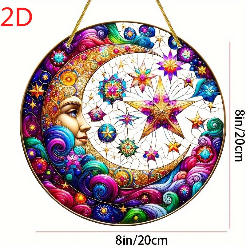 Moon Goddess Sun Catcher. Colorful celestial acrylic art for home or bar decor. A mystical gift.