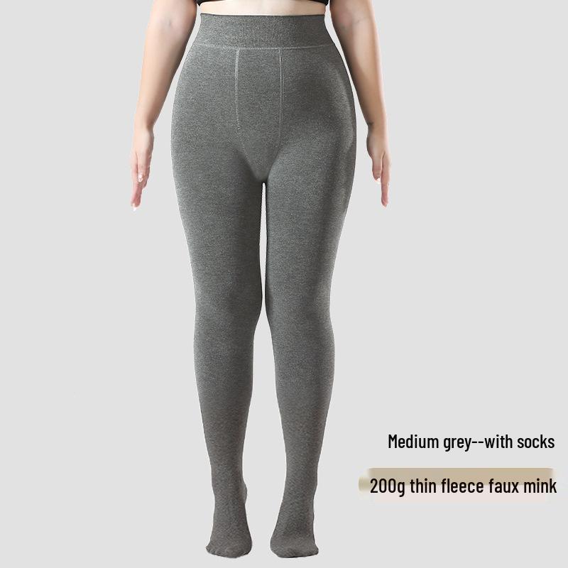 Women's Plus Size Warm Autumn/Winter Leggings: Velvet-Lined, Cotton, No Drooping, Fits Up To 200 Jin