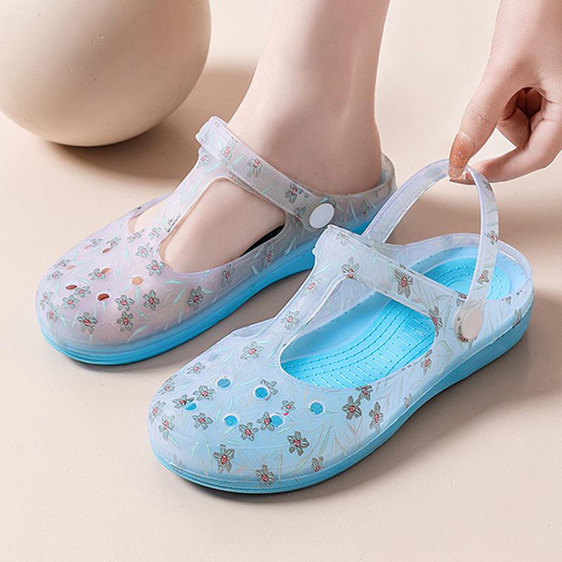 

Женские летние закрытые плоские сандалии-желе - с принтом, нескользящие, для пляжа. 37