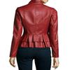 Noora Women's Dark Red Lambskin Leather Blazer, Office Wear Casual Leather Blazer