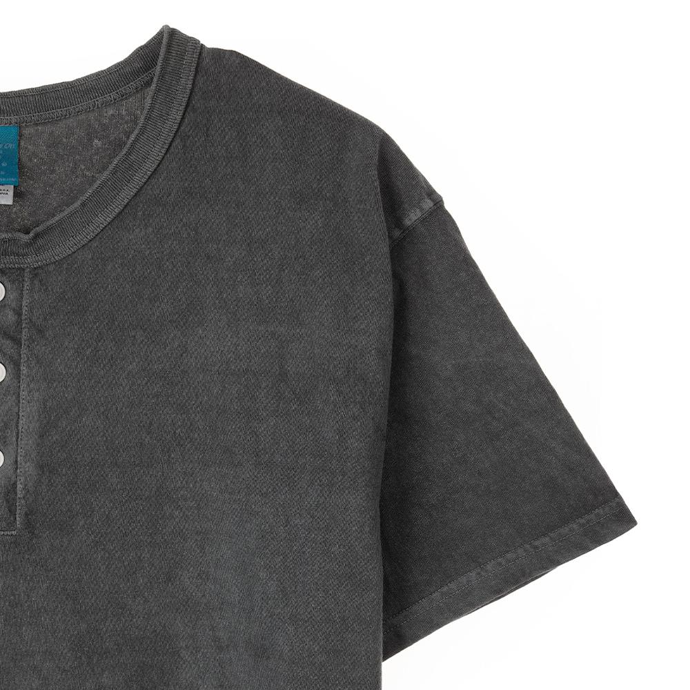Guson Henley Neck Short Sleeve T-Shirt - Pigment Black