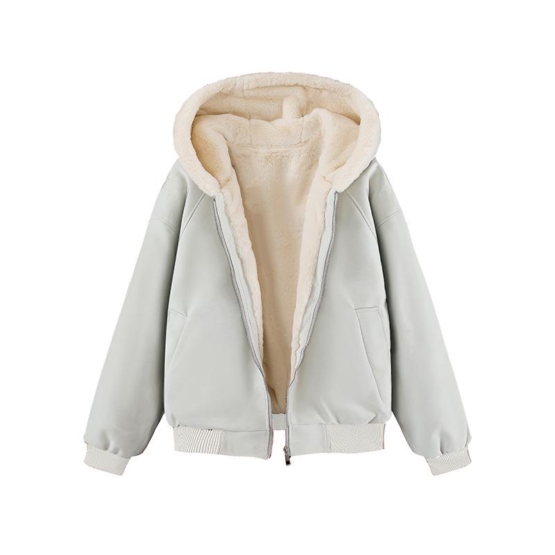 

PU Leather Mountain Eagle Hooded Jacket with Faux Rabbit Fur Lining - Men s & Women s Thick Winter Outerwear. XL абрикосовий