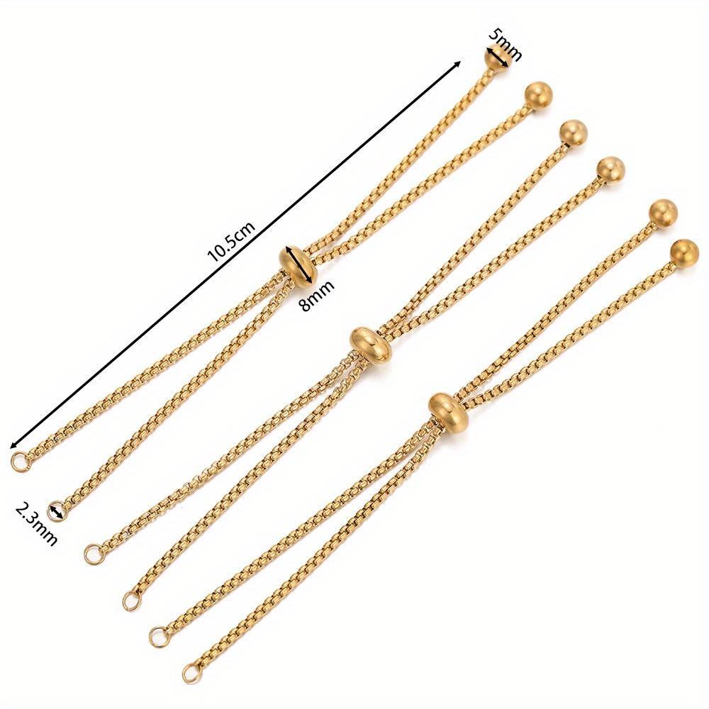 3Pcs/Lot Stainless Steel Slide Bracelets Adjustable Chains Bracelet with Rubber Beads for Jewelry Making Accessories