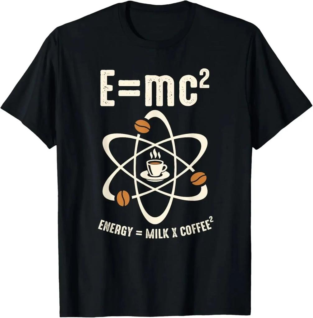 Funny Science Coffee Energy Milk Coffee Tshirt Y2k Top Emc2 Funny Printed Graphic T Shirts Casual Loose Streetwear Unisex