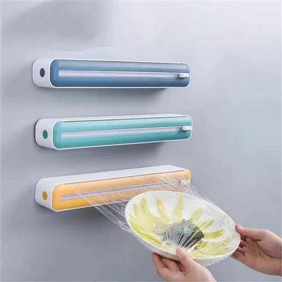 2 in 1 taglierina per involucro di plastica dispenser per pellicola trasparente carta di latta foglio di alluminio scatola di taglio per conservazione della carta pergamena strumento per la confezione da cucina